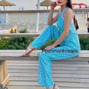 Zara linen blend floral jumpsuit